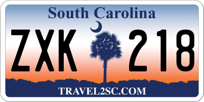 SC license plate ZXK218