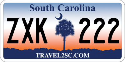 SC license plate ZXK222