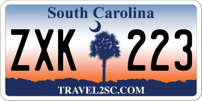 SC license plate ZXK223