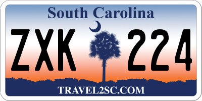 SC license plate ZXK224