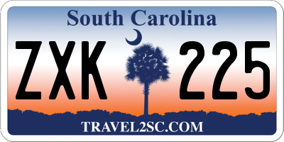 SC license plate ZXK225