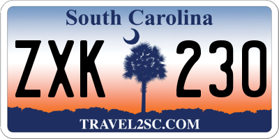 SC license plate ZXK230