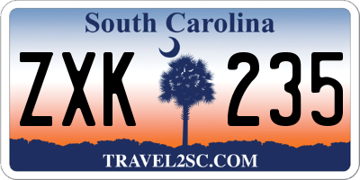 SC license plate ZXK235