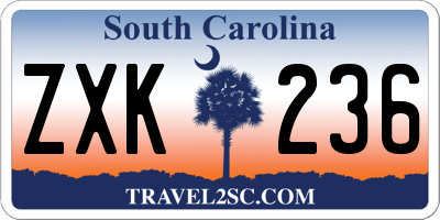SC license plate ZXK236
