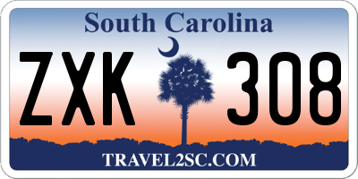 SC license plate ZXK308