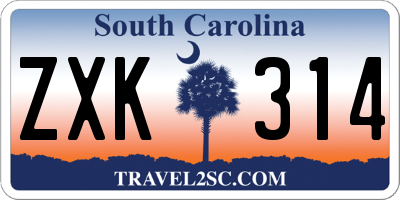 SC license plate ZXK314