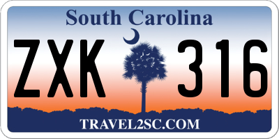 SC license plate ZXK316