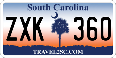 SC license plate ZXK360