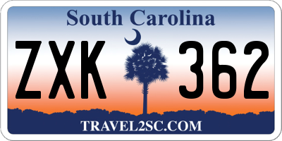 SC license plate ZXK362
