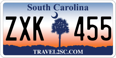 SC license plate ZXK455