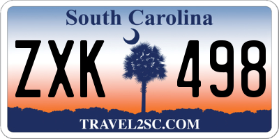 SC license plate ZXK498