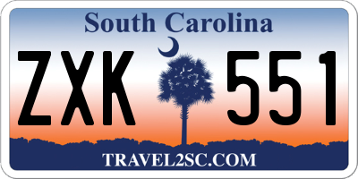 SC license plate ZXK551