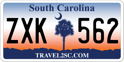 SC license plate ZXK562