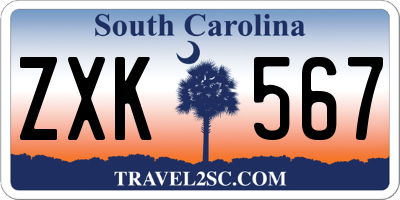 SC license plate ZXK567