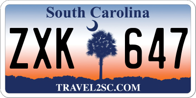 SC license plate ZXK647