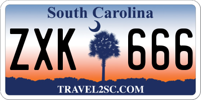 SC license plate ZXK666