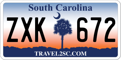 SC license plate ZXK672