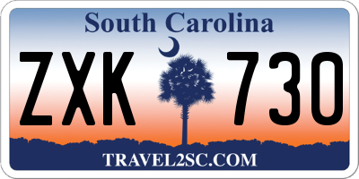 SC license plate ZXK730
