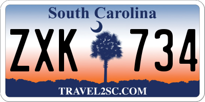 SC license plate ZXK734