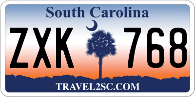 SC license plate ZXK768