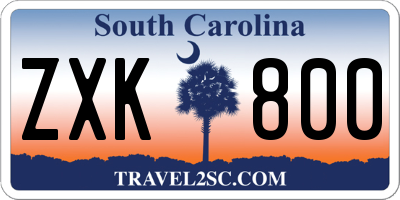 SC license plate ZXK800