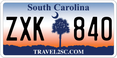 SC license plate ZXK840