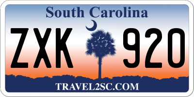 SC license plate ZXK920