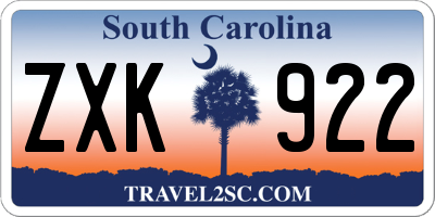 SC license plate ZXK922