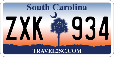 SC license plate ZXK934