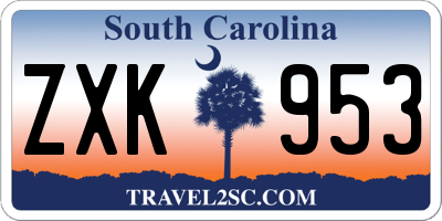SC license plate ZXK953