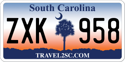 SC license plate ZXK958