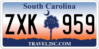 SC license plate ZXK959