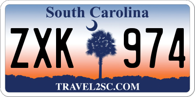 SC license plate ZXK974