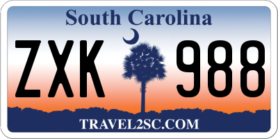 SC license plate ZXK988