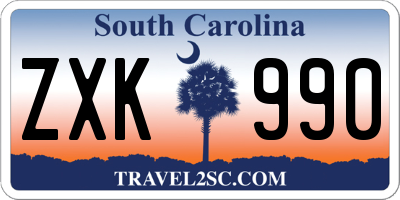 SC license plate ZXK990