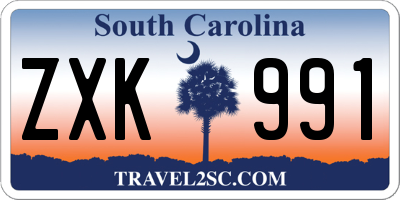 SC license plate ZXK991
