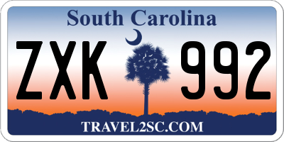 SC license plate ZXK992