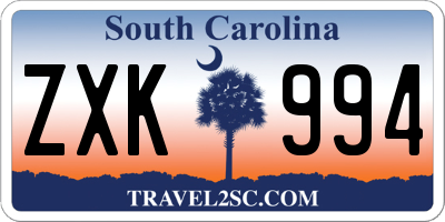 SC license plate ZXK994