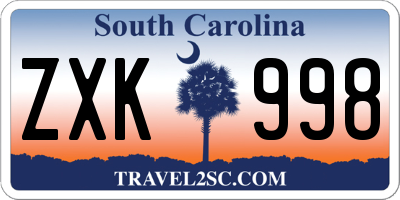 SC license plate ZXK998