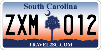 SC license plate ZXM012