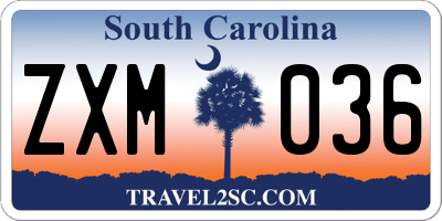 SC license plate ZXM036