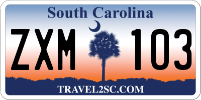 SC license plate ZXM103