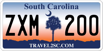 SC license plate ZXM200