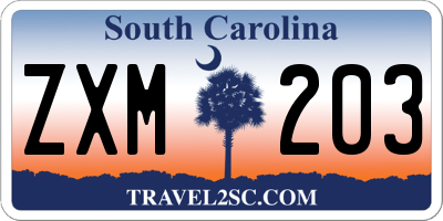 SC license plate ZXM203
