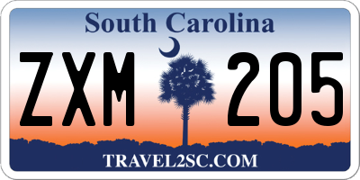 SC license plate ZXM205
