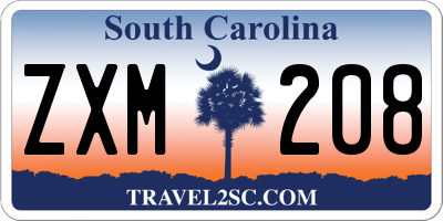 SC license plate ZXM208