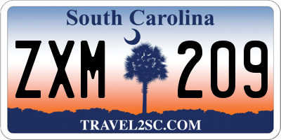 SC license plate ZXM209