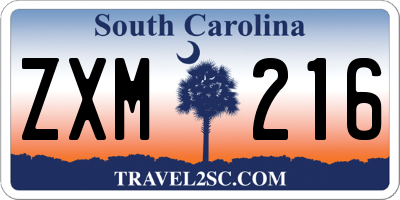 SC license plate ZXM216