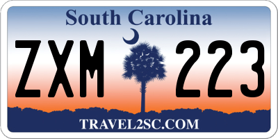 SC license plate ZXM223