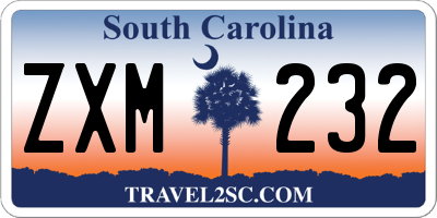 SC license plate ZXM232